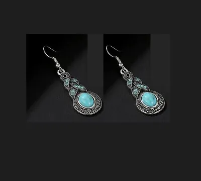 $11 • Buy Turquoise Earrings, Sterling Silver Ear Wires, Statement Earrings