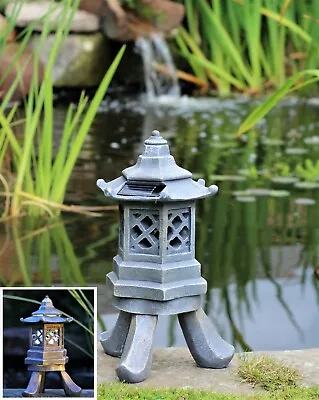 Garden Solar Ornament Chinese Pagoda Japanese Lantern Decor Ceramic  • £16.95