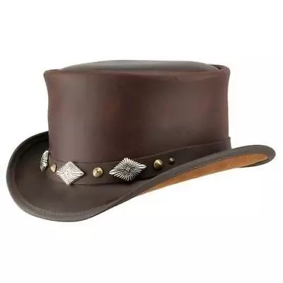 Deadman Steampunk Maroon El Dorado Top Hat Motorcycle Biker Leather Hat • $79.99