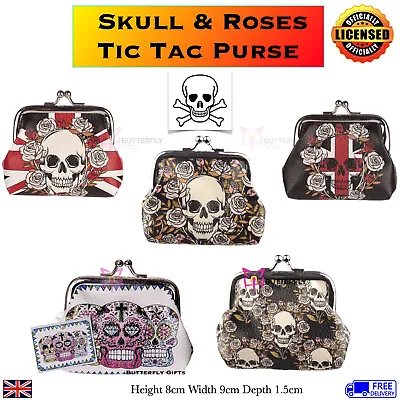 Union Jack Purse Skulls And Roses Tic Tac Change Coin Purse Skull Cross Purse • £5.99