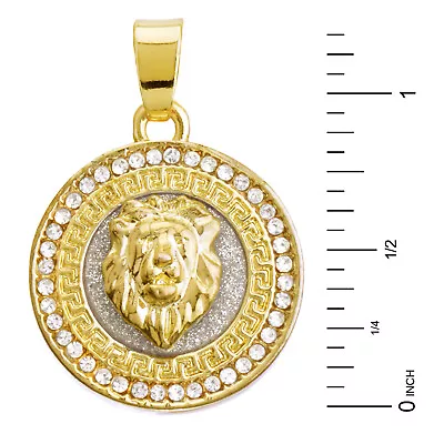 Men's Gold Tone Lion Head Mini Medallion Pendant 20 Inch Cuban Chain Necklace  • $10.99