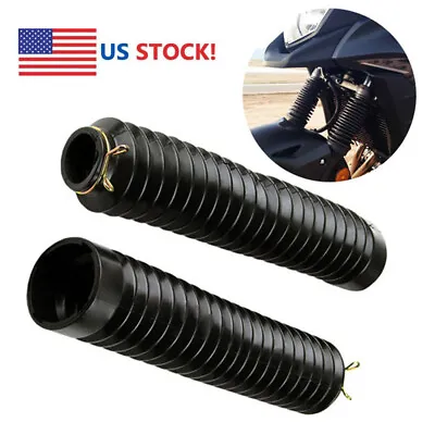 2x Black Rubber Motorcycle Front Fork Gaiters Boot Protector Cover Seal US Stock • $15.12