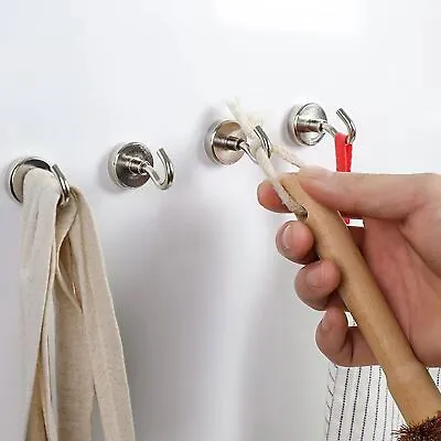 3/5 Heavy Duty Magnetic Hooks Wall Fridge Hanger Holder Neodymium Strong Magnet • £4.78