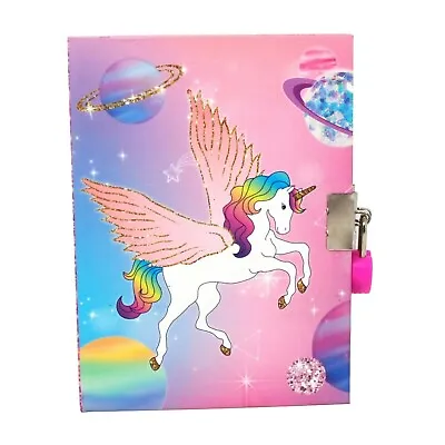 Girls Small Lockable Diary Unicorn Diary With Lock Journal Notebook Pegasus NEW • $14.95