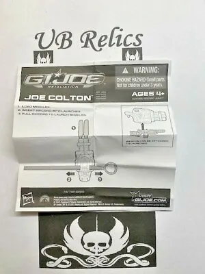 GI Joe 2013 Retaliation Joe Colton BLUEPRINTS INSTRUCTIONS • $1.99