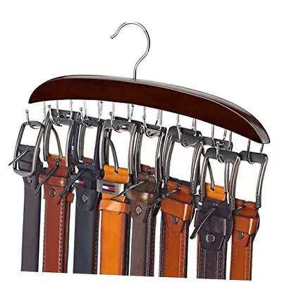 Belt Hanger4 Hooks Belt Holder For Closet Wooden Tie/Belt Rack 1 Walnut Wood • $16.22