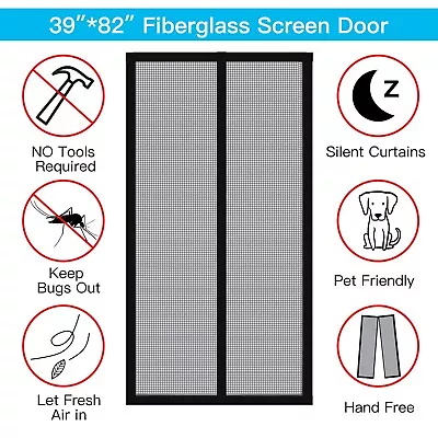 Magnetic Screen Door Mesh Curtain Durable Heavy Duty Mosquito Net Bug Hands Free • $8.74