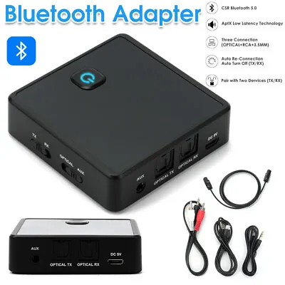 £18.99 • Buy Bluetooth Transmitter Receiver Optical Fiber Digital 3.5mm Audio Adapter Set UK