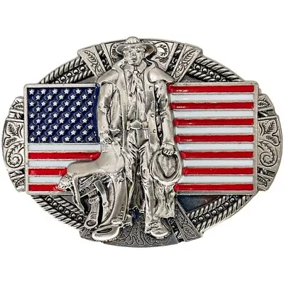 USA FlagCowboy Rancher Belt Buckle Western Buckle • $9.91