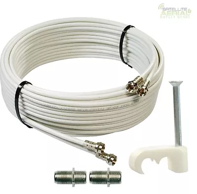 £5.49 • Buy 5m Cable For SKY+ HD / Q  Twin Shotgun In White TV Satellite Coax Cable Lead