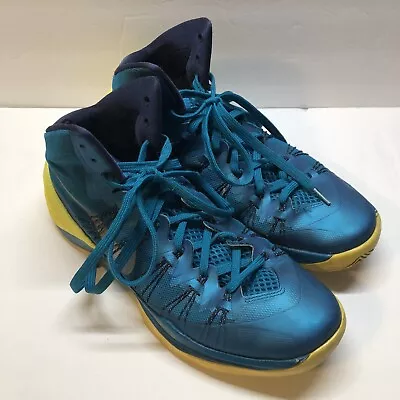 Nike Hyperdunk Lunarlon Mens 10.5 Shoes Blue Lime Green Basketball Sneakers 2014 • $29.99