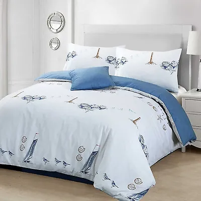 £27.49 • Buy Beachcomber Luxury 100% Cotton Nautical Coastal Duvet Pillow Cover Bedding Set