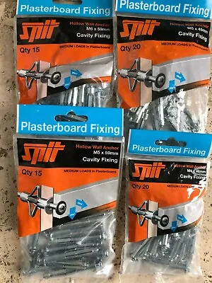 Spit Plasterboard Fixings Hollow Wall Anchors Cavity Fixing. Various Sizes. • £5.50