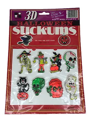 Vintage Halloween Topstone 3D Stick-Ums Puffy Stickers 1980's Taiwan Witch Skull • $22