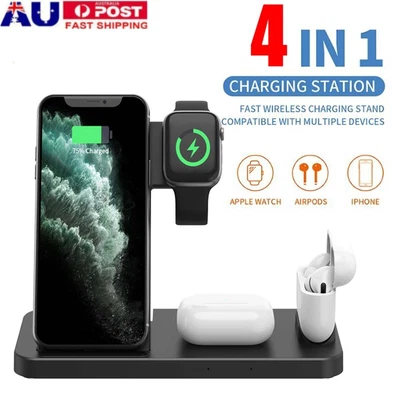 $32.21 • Buy Wireless Charger Dock Charging Station 4 In 1 For Apple Watch IPhone 13 12 11 XS