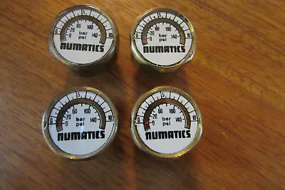 Lot Of 4 Small Numatics Gauges 140 Bar / 10 Psi 1/8 Npt Free Shipping • $22