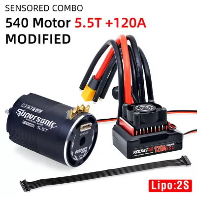 Rocket-RC Sensored Brushless 540 Motor 120A Brushless ESC Combo For 1/10 RC Car • $136.54