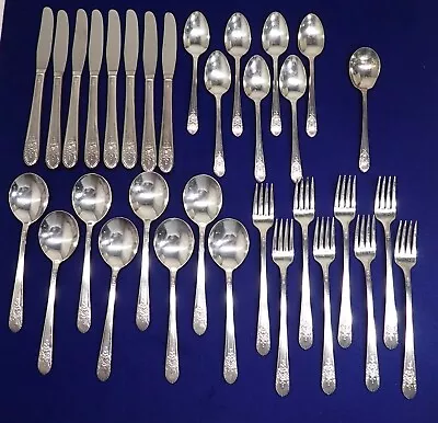 Set (32) WM Rogers Mfg Co 'Marigold' Flatware Silverplate Mist Vintage 1935 ~S09 • $48