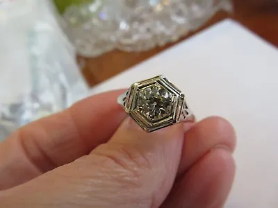 Art Deco 14k White Gold 1.08 Ct Miners Cut Diamond Engagement Ring Vs2 I Sz 8 • $4895