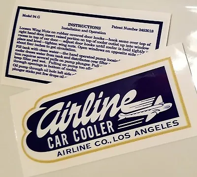 New! Vintage Bullet Swamp Car Cooler Airline LA Quality Decal/ Instructions Set! • $24