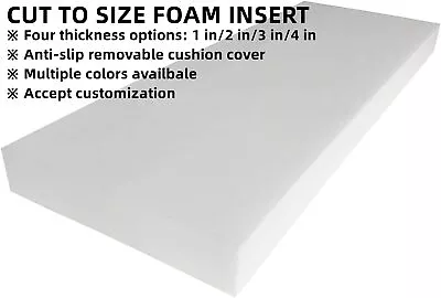 Custom Size White High Density Upholstery Foam Cushion Seat & Bench Pads • £11