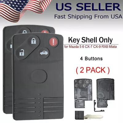 2 For Mazda 5 6 CX-7 CX-9 RX8 Miata Smart Card Remote Key Shell Case Fob 4Button • $17