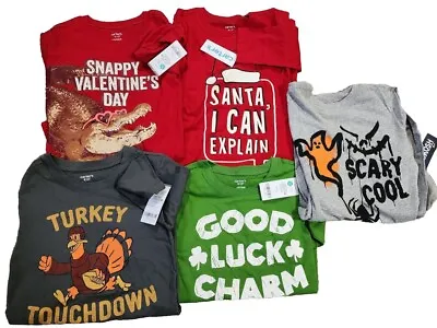 NWT 5pc Carters BOYS L/S Tee Sz 10 Thanksgiving Christmas Valentine St. PATTY'S  • $28