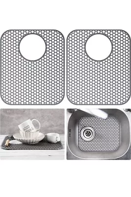 2 Pcs Silicone Sink Protector Kitchen Sink Mats Grid Accessory Folding Heat... • £19.24