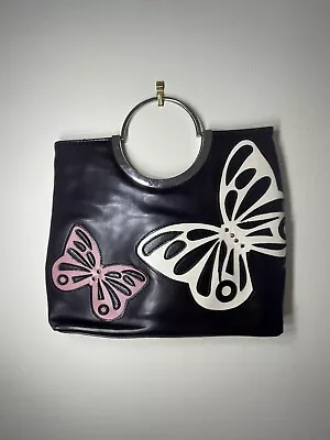 Y2k Jane Norman Faux Leather Brown Butterfly Handbag With Silver Hardware • £17