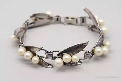 Rare Vintage 1950's Signed Ming's Pearl Sterling Silver Bracelet 7 3/8  • $620