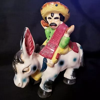 Vintage Ceramic Man Sleeping On Donkey In Sombrero Made In Japan 7.75 Inches • $25.92