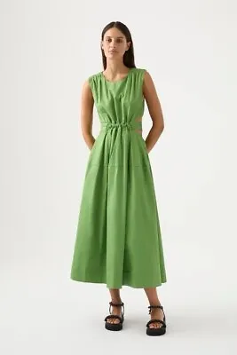 AJE Green Zorina Tie Midi Dress Size 14 RRP $495 • $200