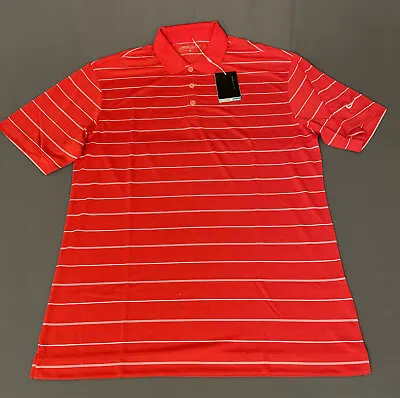 Nike Golf Shirt Polo Dri-Fit Medium Red White Striped NWT MSRP $50 • $22.23