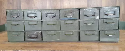 Vintage Lyon 18 Drawer Metal Parts Cabinet 17  Deep - USA • $159