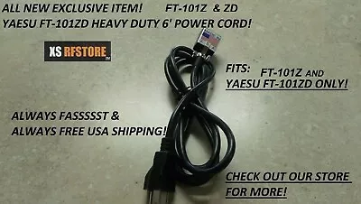 Power Cord Yaesu Ft-101z Zd Ac  New Build Quality Heavy Duty 6' Free Usa Ship! • $49