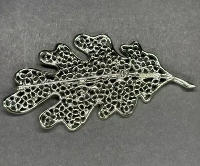 Sarah Coventry Vintage Large Oak Leaf Brooch Silver Filagree 4  Excellent Cond. • $19.99