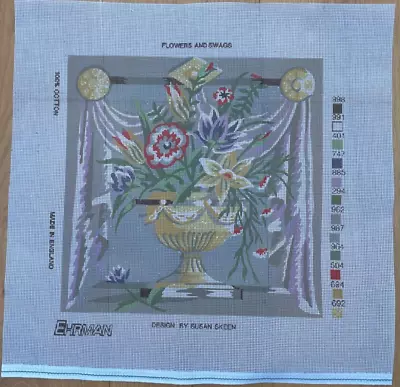 EHRMAN … Needlepoint Tapestry Kit. Flowers & Swags. Complete. 52cm X 52cm NEW • £49.50