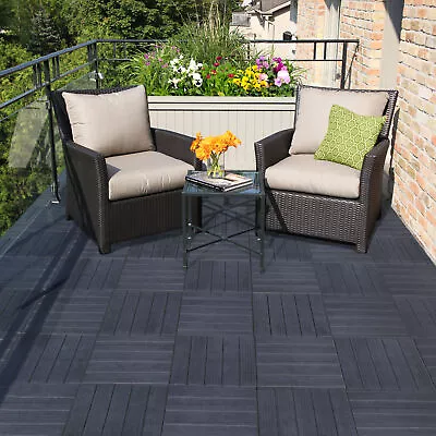 10pcs Garden Patio Interlocking Composite Decking Floor Tiles Easy Tile 30x30cm • £28.49