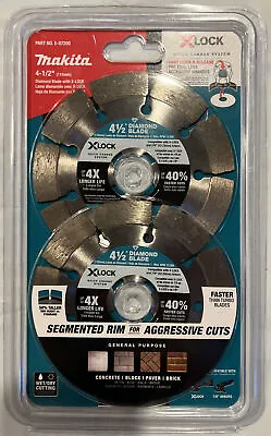 New Two (2) Makita XLOCK Segmented Diamond Blades Masonry 4-1/2”  E-07200 • $16.22