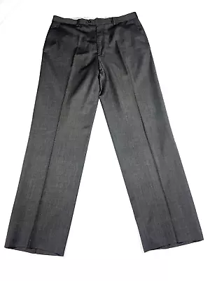 Zanella Dress Pants Gray  Wool Italian Flat Front Straight Fit Men's 34X32 • $22.94