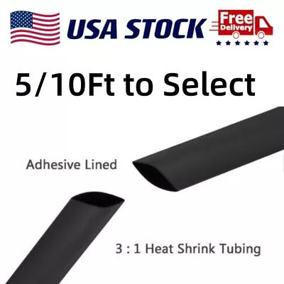 Heat Shrink Tubing 3:1 Ratio Black Marine  Adhesive Electrical Cable Wrap Tubes • $10.99