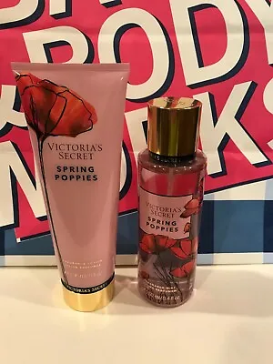 Victoria's Secret SPRING POPPIES Fragrance Mist Body Lotion Lot Of 2 NEW • $26.50