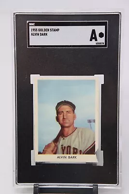 1955 Golden Stamp ALVIN DARK Vintage Baseball Card SGC Graded NEW YORK GIANTS • $1.25