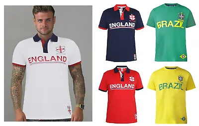 £18.99 • Buy Unisex Mens England Brazil World Cup Football Duke T-Shirt Polo Shirts Plus Size
