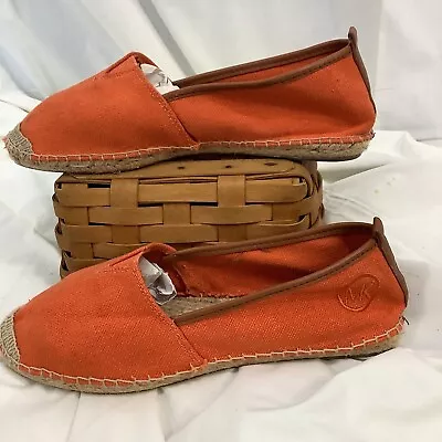 Michael Kors Womens Meg Slip-On Closed Toe Espadrille Flats Size 8.5 Orange • $8.69