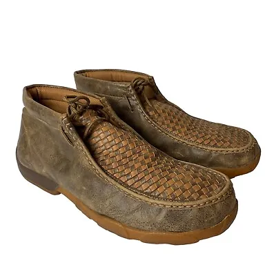 TWISTED X MDM0033 Moccasin Woven Leather Chukka Lace Up Driving Boot Sz 13 M • $50.99