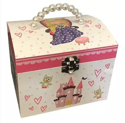 Girls Musical Jewellery Box Pink Princess Castle Wooden Birthday Gift Present  • $49.99