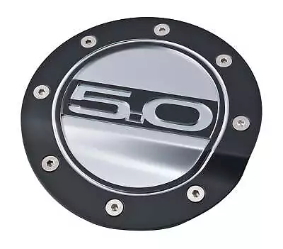 2015-2023 Ford Mustang GT 5.0 Black W/ Silver Fill Embossed Gas Fuel Door • $65.95