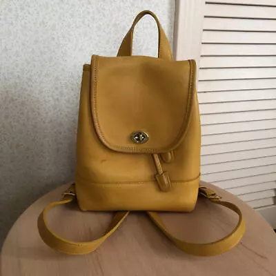 COACH Vintage 9960 Yellow Leather Drawstring Turnlock Daypack Backpack - Used  • $117.15