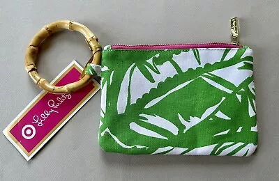 New LILLY PULITZER For TARGET Green Leaf Wristlet Purse Bamboo Handle FREE SHIP • $16.95